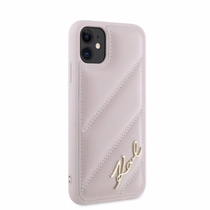 Karl Lagerfeld Diagonal Quilted Script Suojakuori iPhone 11 / Xr:lle - vaaleanpunainen