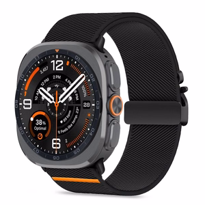 Tech-Protect Nylon Clasp -ranneke mallille Samsung Galaxy Watch Ultra 47 mm – musta