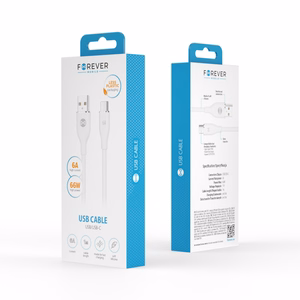 Forever kaapeli USB - USB-C 1,0 m 6A valkoinen