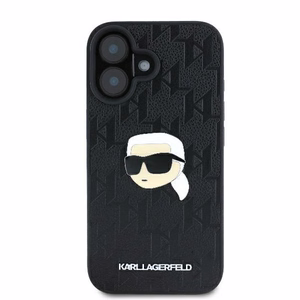 Karl Lagerfeld Monogram Karl Head Pin iPhone 16 Suojakuori - Musta