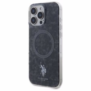 US Polo IML Ring MagSafe kotelo iPhone 16 Pro - musta