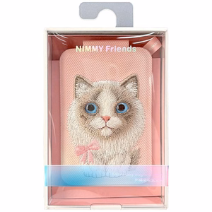 Nimmy New Big-Eye Cute Pets 2.0 Cat MagSafe-magneettikorttikotelo puhelimelle jalustalla – vaaleanpunainen