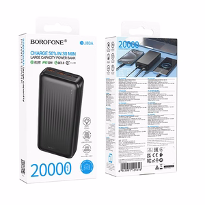 Borofone Power Bank 20000mAh BJ80A Clever - 2xUSB + Type C - QC 3.0 22,5W + PD 20W black