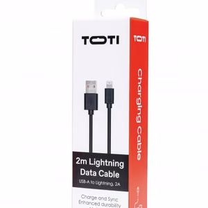 SEEK TOTI USB-A – Lightning, 2 m PVC datakaapeli 2A (ei-MFI), musta