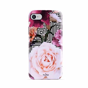 Puro Glam Geo Flowers Pink Peonies suojakuori laitteelle iPhone SE (2020 / 2022) / 8 / 7 / 6s
