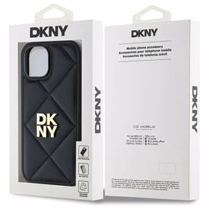 DKNY Quilted Stack Logo Suojakuori iPhone 15:lle - musta