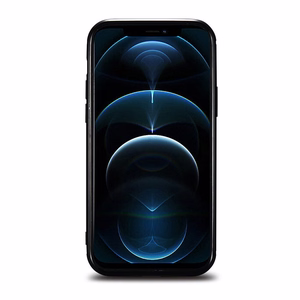 iCarer Nahka Öljyvaha kotelo päällystetty luonnollisella nahalla iPhone 12 Pro Max musta (ALI1206-BK)