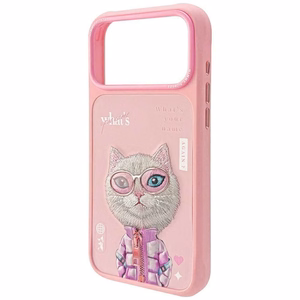 Nimmy Cool&Cute 2.0 Cat Suojakuori iPhone 17 Pro Max:lle - Vaaleanpunainen