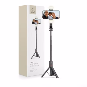 Tech-Protect L05S Bluetooth selfie keppi kolmijalka ja LED valo musta
