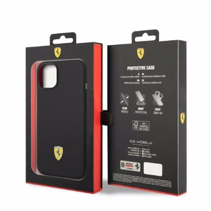 Ferrari FEHMSIP14SBK iPhone 14 6.1" musta/musta kova Silikoninen Metal Logo Suojakuori Magsafe