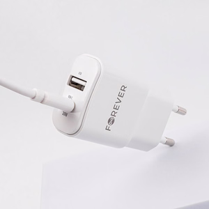 Forever TC-01-20AC PD QC charger 1x USB-C 1x USB 20W white