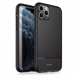 Crong Prestige Carbon suojakuori laitteelle iPhone 11 Pro Max, musta