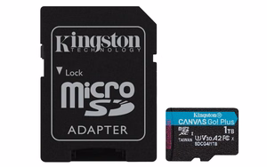 Kingston memory card 1TB microSDXC Canvas Go Plus Gen4 200MB/s A2 U3 V30 + adapter