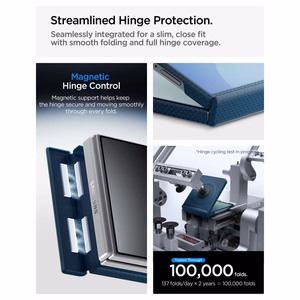 Spigen AirSkin Aramid MagFit MagSafe suojakuori mallille Samsung Galaxy Z Flip 8 – tummansininen