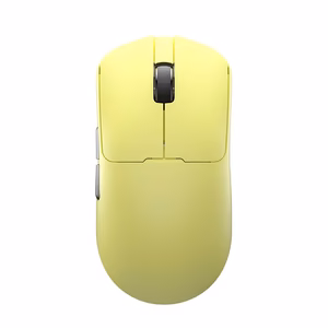 LEOBOG GM3 keltainen hiiri latausalustalla
