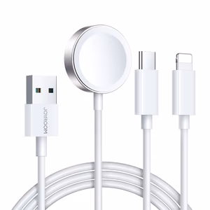Joyroom S-IW008 3-in-1 magneettinen latauskaapeli USB-A - Lightning/USB-C 1,2 m - valkoinen