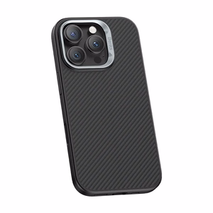 Benks Magnetic Armor Pro Kevlar -suojakuori metallikehyksellä 600D (AD66) Iphone 16 Pro Maxille, musta (kameran ohjauspainike)