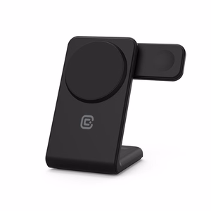 Crong MagSpot Pivot Stand 3-in-1 MagSafe-compatible wireless charger for iPhone, Apple Watch and AirPods, black