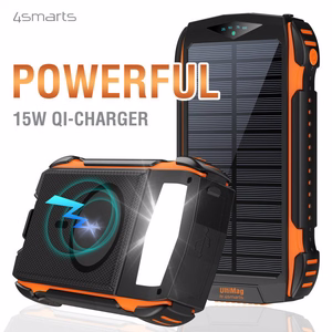 4smarts TitanPack UltiMag kestävä aurinkopaneelilla varustettu varavirtalähde, 20 000 mAh – musta-oranssi