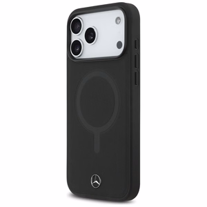 Mercedes Plain Smooth Nahkainen MagSafe Suojakuori iPhone 17 Pro Max:lle - Musta