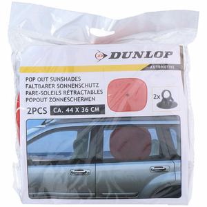 Dunlop car side-window sunshades, 36 × 44 cm, set of 2, red