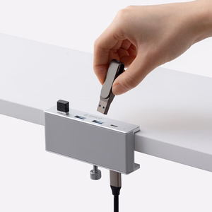 Orico MH4PC Hub Clamp-Mounted USB-C / 3x USB-A 3.0 + 1x USB-C 3.0 - Silver