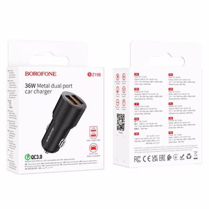Autolaturi Borofone BZ19B 2xUSB-A QC3.0 36W Musta