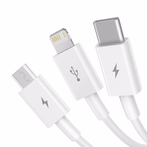 Kaapeli Baseus Superior USB - microUSB+Lightning+Type-C 3.5A 1,5m valkoinen CAMLTYS-02