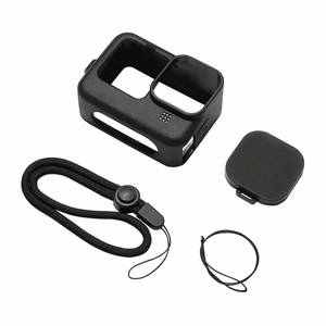 Puluz-silikonikuori GoPro HERO12, HERO11, HERO10 ja HERO9 Blackille linssinsuojuksella ja hihnalla (musta)