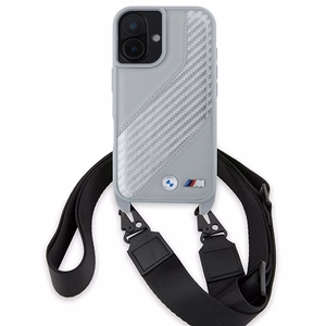 BMW M Edition Carbon Stripe & hihna suojakuori iPhone 16:lle - harmaa