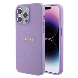 Guess Saffiano MagSafe suojakuori iPhone 15 Pro:lle - violetti