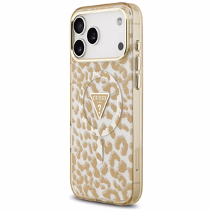 Guess Leopard Glitter MagSafe -kuori iPhone 17 Pro Max - ruskea