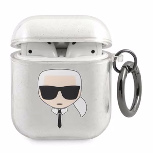 Karl Lagerfeld Glitter Karl's Head case for AirPods 1/2 - silver
