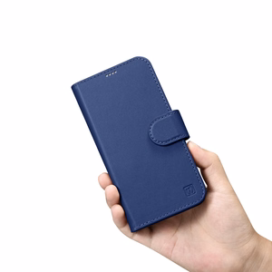 iCarer Lompakko Kotelo 2in1 Cover iPhone 14 Pro Nahka Flip Case Anti-RFID sininen (WMI14220726-BU)