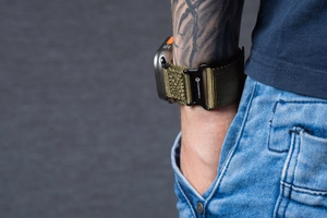 Hihna Apple Watch:lle Forcell F-Design FA05 nylon tarranauha 42 / 44 / 45 / 49 mm vihreä