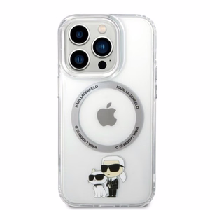 Karl Lagerfeld Iconic Karl&Choupette MagSafe suojakuori iPhone 14 Pro:lle - läpinäkyvä