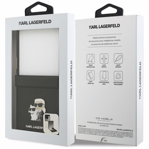 Karl Lagerfeld Saffiano Karl&Choupette Pin Suojakuori Samsung Galaxy Z Flip 7:lle - musta