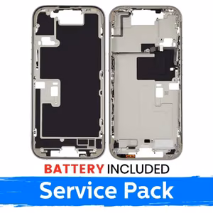 Apple iPhone 16 Pro keskikehysrunko + akku / Valkoinen titaani / (Huoltopakkaus)