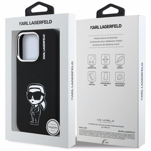 Karl Lagerfeld Silikoninen Karl Sketch MagSafe Suojakuori iPhone 16 Pro Max:lle - Musta