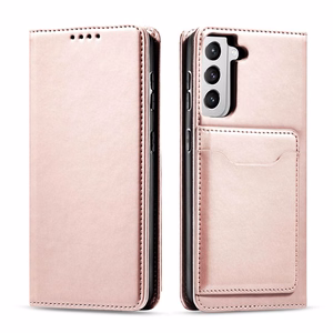 Magneettikorttikotelo Samsung Galaxy S22 + (S22 Plus) Kotelo Lompakko Kortinhaltija Vaaleanpunainen