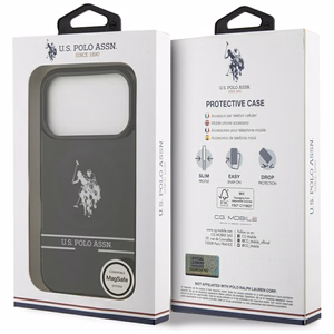 US Polo DH and Bottom Stripe Logo MagSafe Suojakuori iPhone 17 Pro:lle - Musta