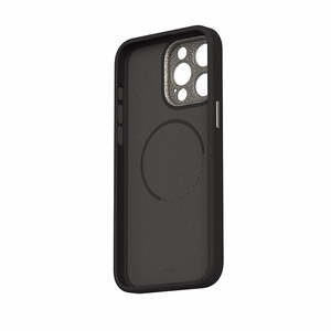 Moshi Napa MagSafe laadukas vegaaninahkainen suojakuori iPhone 15 Pro -laitteelle, Midnight Black -värinen