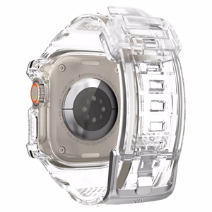 Spigen Rugged Armor Pro -suojakuori ja hihna Apple Watch Ultra 49 mm:lle (läpinäkyvä)