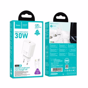 Phone charger Hoco USB C QC PD 30W + cable USB C to Lightning N62 white