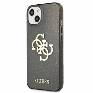 Guess GUHCP13SPCUGL4GBK iPhone 13 mini 5.4" musta/musta kova kotelo Glitter 4G iso logo