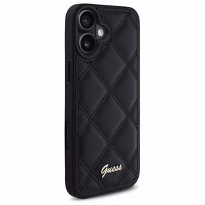 Guess Quilted Metal Logo Suojakuori iPhone 16 Plus:lle - musta