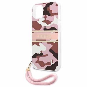 Guess GUHCP13SKCABPI iPhone 13 mini 5.4" vaaleanpunainen/vaaleanpunainen kovakotelo Camo Strap kokoelma