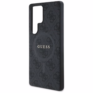 GUESS Nahkainen 4G Colored Ring Classic Logo MagSafe Suojakuori Samsung Galaxy S25 Ultra Musta