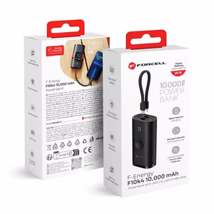 Ulkoinen akku Forcell F-Energy F10K4 PD QC3.0 3A 22,5W 10000 mAh yhteensopiva Apple Watch:lle musta
