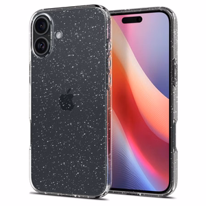 Spigen Liquid Crystal suojakuori laitteelle iPhone 16 6.1", läpinäkyvä glitter